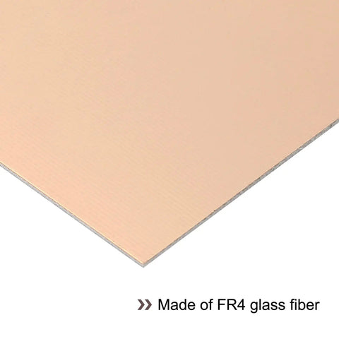 Corner view of FR4 Single Side Copper Clad Prototype PCB Board Kit Of 10 150 x 100 x 1.2 Millimeter Copper Plated Universal DIY Circuit Boards.