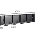 Badass Heavy Duty Wall Mounted Coat Hooks Rack With Five Sturdy Aluminum Pegs, dimensions shown for easy installation.