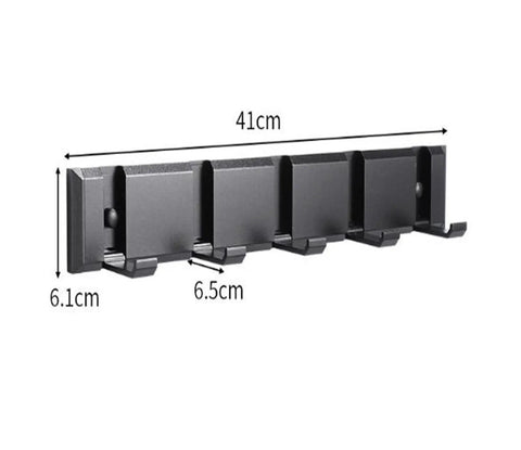 Badass Heavy Duty Wall Mounted Coat Hooks Rack With Five Sturdy Aluminum Pegs, dimensions shown for easy installation.