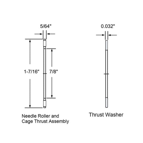 Diagram of Thrust Needle Roller Bearing With Washers Seven Eighth Inch Bore One And Seven Sixteenth Inch Outer Diameter