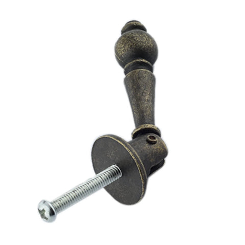 Vintage Cabinet Pulls 2 Pack Antique Bronze Pendant Handles with Mounting Screws, solid metal, 58x20mm, side view close-up