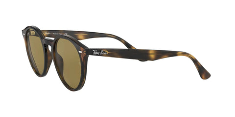 Side view of Unisex Round Sunnies With 49Mm Light Havana Frame And B-15 Brown Lenses, Lightweight Italian Made Design, Riveted Temples