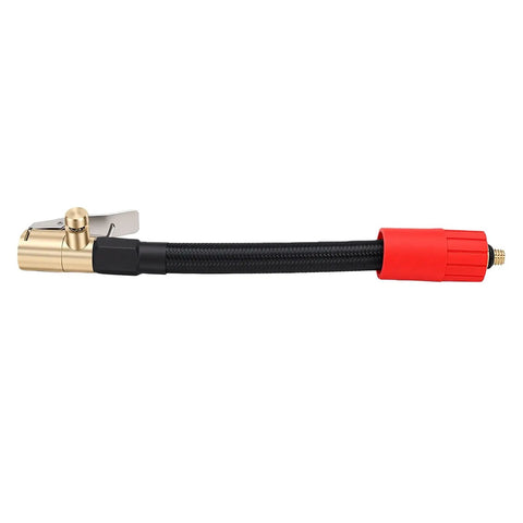 Heavy Duty Tire Inflator Extension Hose With M Six Quick Connect Air Chuck Reaching Recessed Valve Stems Easily On Cars Trucks And Motorcycles 16 Centimeters Long Tube Reduces Back Strain While Pumping Tires No More Bending Over Hard Spots.