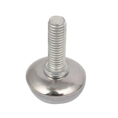 Heavy Duty Adjustable Furniture Leveling Feet Glide Pads With M8 X 25mm Screw Thread One Hundred Piece Bundle, showing a chrome glide with threaded base.