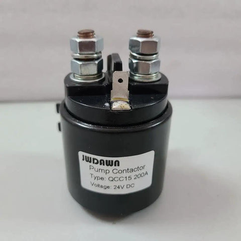 Heavy Duty QCC15 Hydraulic Pump Motor Contactor 200 Amp 24 Volt Coil Solenoid Relay Switch front view with terminals.
