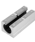 SBR25LUU 25mm Aluminum Open Linear Motion Bearing Block for High Speed Precision Machines, showing open housing and rail support