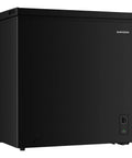 Sleek 7.1 Cubic Foot Chest Freezer In Classic Black With Seven Level Temperature Control, front view, compact design.