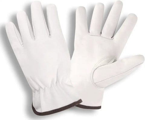 Premium Grain Goatskin Driver Gloves 12 Pack Unlined With Shirred Elastic Back And Keystone Thumb Large Brown Abrasion Resistant