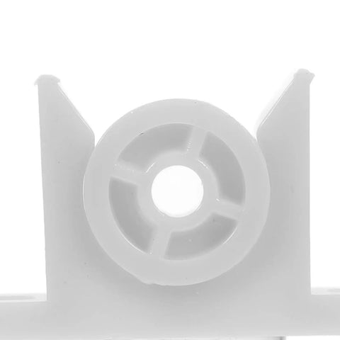Close-up of Double Roller Ball Catch Cabinet Door Latch with Spring Loaded Mechanism in white for cupboards