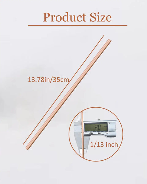 Top Shelf Copper Brazing Rods One Third Inch Thick By Thirteen Point Eight Inches Long showing size measurement and gauge.