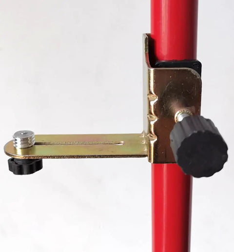 Rock Solid Laser Level Bracket For Telescoping Poles Universal Fit Rotary Line Lasers Heavy Duty Job Site Essential, side view on pole.