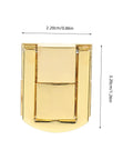 Close-up of Retro Iron Toggle Latch Kit For Wooden Chests Jewelry Boxes And Cabinets, gold finish clasp with dimensions.
