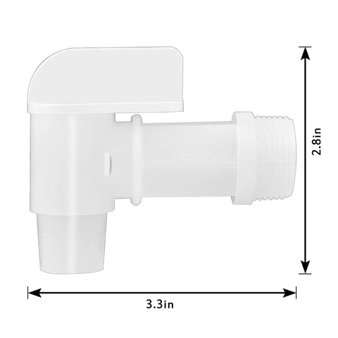 Heavy Duty Plastic Drum Spigot Built To Nix The Drip Drama And Keep Pouring Dead Simple For Three Quarter NPT Water Tanks One Inch Outer Diameters And Six Gallon Jerrycans side view with dimensions.