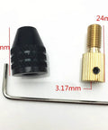 Super Tight Micro Chuck Set For Small Drill Bits 0.3-3.4mm Brass Collet Holder with black and brass components, includes hex key.