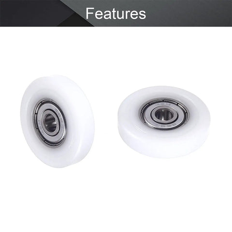 Rock Solid White Nylon Roller Idler Pulley With 626ZZ Bearing Slick Sliding Conveyor Wheel For Furniture Tracks Cabinet Doors 4 Pack set of two white rollers.