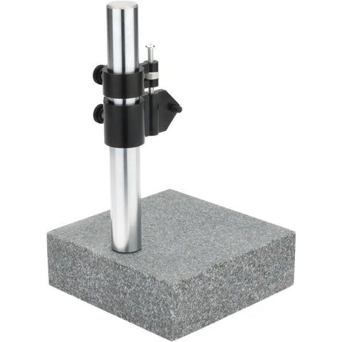 Granite Base Comparator Gage Stand With 8 Inch Stand Height, 6 By 6 By 2 Inch Base, 10 Inch Overall Height, Beefy Ebony Granite Built