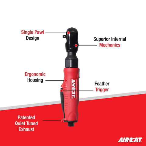 Composite Pneumatic Ratchet 1/4-Inch, 320 RPM, 35 ft-lbs Max Torque, Single Pawl Quiet Technology Air Ratchet With Ergonomic Handle