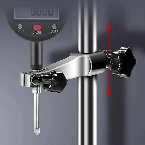 Close-up of clamp and rod on Grade 00 Precision Granite Measuring Stand With 150x100x50mm Base 8mm Holder And 250mm Dial Indicators Support Rod