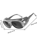 Boss Grade Welding Protective Glasses With Flexible Splash Visor And Full Spectrum Dust Control Black Gray Optical Lens, side view.