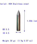 24 Pack Glue On Archery Field Points For Wood And Bamboo Arrows, Stainless Steel Tips In Five Sizes OD 5.5mm ID 4.5mm