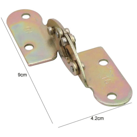 Top Shelf Heavy Duty Iron Flap Hinges For Desktops And Beds Featuring A Hidden Folding Bracket System that measures 9cm by 4.2cm.