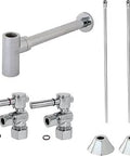 Trim Kit For Modern Bathroom Sink Plumbing With Bottle Trap In Polished Chrome Solid Brass Construction with components displayed