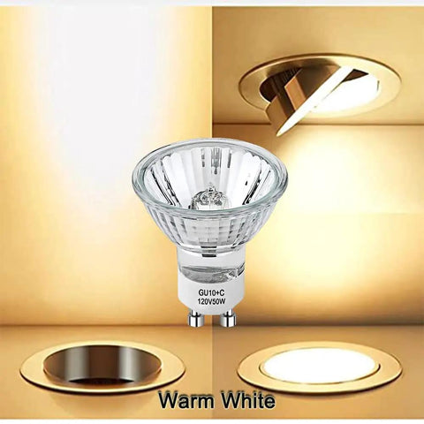 GU10 50W Halogen Replacement Bulbs For Candle Warmer Lamps, Track Lighting And Range Hoods, 120V Dimmable With Glass Cover