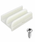 Sliding Shower Door Bottom Guide Rail With Screws For 7/16 Inch Glass, Durable Plastic Track Kit That Fits Standard Shower Doors, Precise Fit No Hassle Install Smooth Sliding white plastic guide rail with screw
