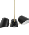 Briana 3 Light Pendant Ceiling Light In Black Finish, Mid Century Modern Chandelier With Metal Shades, 25.5 Inch Width, 64.5 Inch Height
