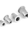 Knock Out Quality Stainless Steel Rivet Nut Kit With M3 M4 M5 M6 Threaded Inserts, showcasing assorted nut sizes.