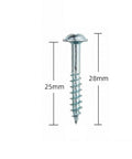 Image of a 100 Pack Self Tapping Wood Screws 28mm By 4mm Galvanized Iron For DIY Furniture Assembly Self Drilling Screws shown with measurements