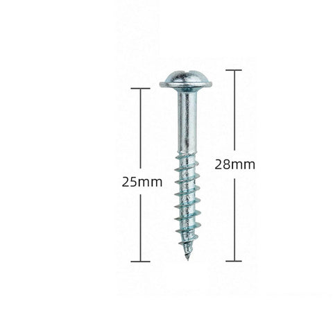 Image of a 100 Pack Self Tapping Wood Screws 28mm By 4mm Galvanized Iron For DIY Furniture Assembly Self Drilling Screws shown with measurements