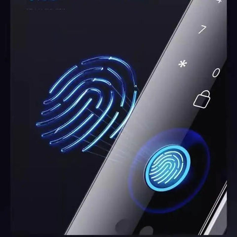 Hassle Free Smart Door Lock With Rock Solid Fingerprint Recognition And Swipe Card Keyless Entry Smooth Brushed Steel Look displaying fingerprint scanner.