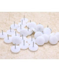 Thirty Piece Nylon Furniture Foot Caps With Sturdy Metal Nail Base Deliver Kickass Smooth Glides For Any Living Space Chair Or Desk Setup Rock Solid Floor Savers Shield Surfaces Daily, white caps with metal nails.