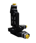 Rock Solid Precision Motorized Linear Translation Stage Featuring Electric Displacement Slide And Heavy Duty Stepper Actuator with black finish.