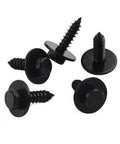Self Drilling Hex Washer Head Screws 4.8x19mm for roofing and wood framing, black carbon steel, T17 point, 5 screws shown