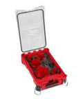 Beast Mode Big Hawg Carbide Hole Saw Kit With Packout Case, 9-Piece Set with 4 saws and accessories in a red organizer