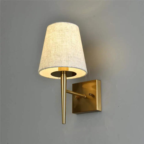 Mid Century Modern Plug In Wall Sconce Set With Beige Fabric Shade Antique Gold Finish 1 Light Indoor Wall Lamp For Hallway Bathroom Vanity Reading Nook Easy Install Pair