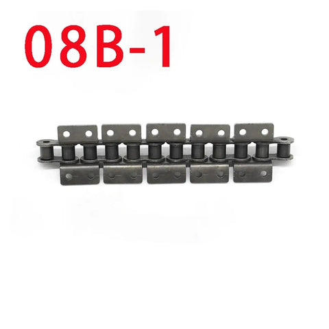 Precision 08B-1 Single Row Roller Chain 1.5M Short Pitch Heavy Duty Drive Link For Industrial Machinery Power Transmission With Double Hole Attachments showing chain links and double holes.