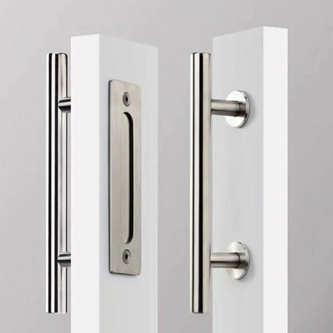 12 Inch Stainless Steel Sliding Barn Door Handle Set With Flush Hardware, Double Sided, Anti Rust And Anti Corrosion Finish
