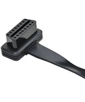 Right Angle OBD II OBD2 16 Pin Splitter Extension Cable 1 Male To 2 Female, showing ultra flat design and connector detail