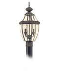 Lancaster Solid Brass Outdoor Post Light In Black, 21.5 Inch Tall, 1 Light Post Lantern, elegant design for pathways.