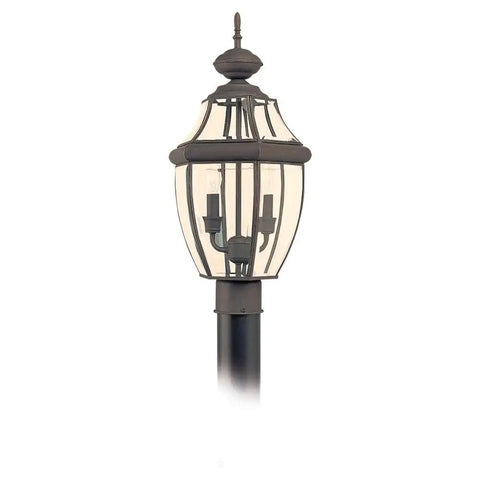 Lancaster Solid Brass Outdoor Post Light In Black, 21.5 Inch Tall, 1 Light Post Lantern, elegant design for pathways.