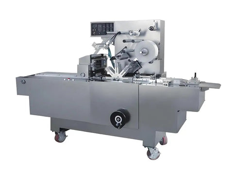 Automatic Heat Shrink Wrapping Machine With Transparent Film Tunnel For Box Packaging No Fuss Sealer Rock Solid Heavy Duty Carton Packing Solution Plug And Play Industrial Grade, side view showing controls and film feed.