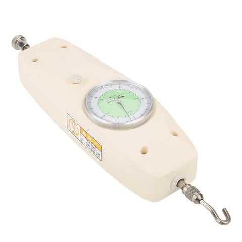 200N Handheld Analog Dynamometer Force Tester With Dial Gauge For Electronics, Hardware, And Auto Parts, Push Pull Gauge Meter, Bench Mount Ready, Portable Force Gauge For Precise Push And Pull Measurements, beige body with hook