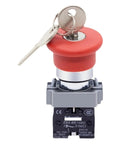 22mm Keyed Emergency Stop Button With Key Pushbutton XB2-BS142C Emergency Stop Switch For Machinery Safety Red Housing Clear