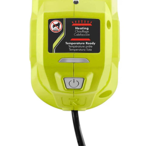 Close-up of 18V One Plus 40 Watt Soldering Iron Tool Only With Fine Point Tip Heats To 900 Degrees Fahrenheit power indicator