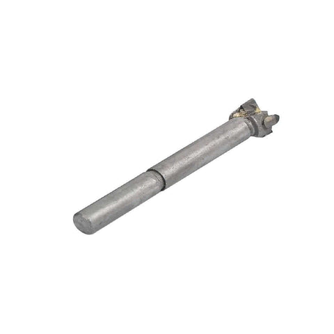 Side view of hinge boring drill bit, metal shaft, 12mm diameter, 76mm length