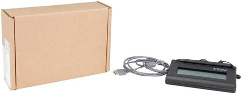 Slick Portable USB Electronic Signature Capture Pad Featuring A Nifty LCD Display For Secure Biometric And Forensic Document Signing Renewed Touchscreen Stylus Tablet Plug And Play Vibe next to a cardboard box.