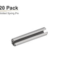 1.5mm By 6mm Slotted Roll Pin Set, 20 Pack, 304 Stainless Steel Spring Dowel Pins, silver viewed from side